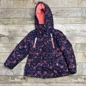 Girls Lined Puffer Reflective Hooded Zip Up Coat